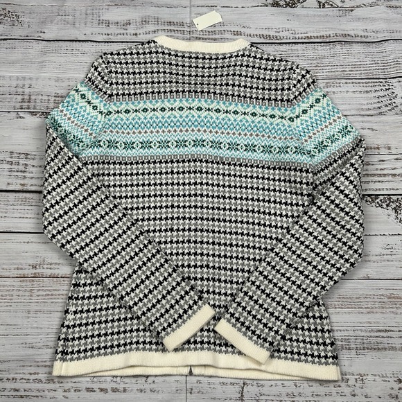 NWT Talbots Petite Womens‎ Sweater Cardigan Small Full Zip Fair Isle Blue Nordic - Picture 6 of 7